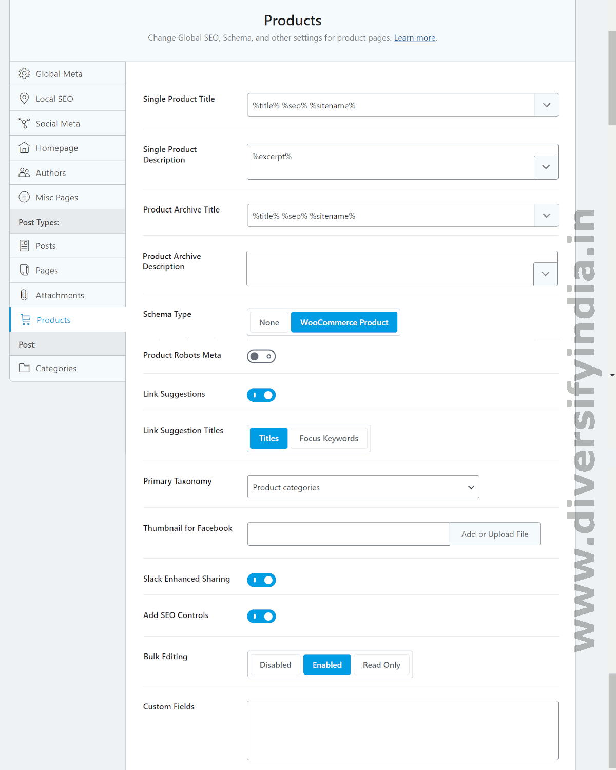 Rank Math SEO - WooCommerce Titles and Meta Settings