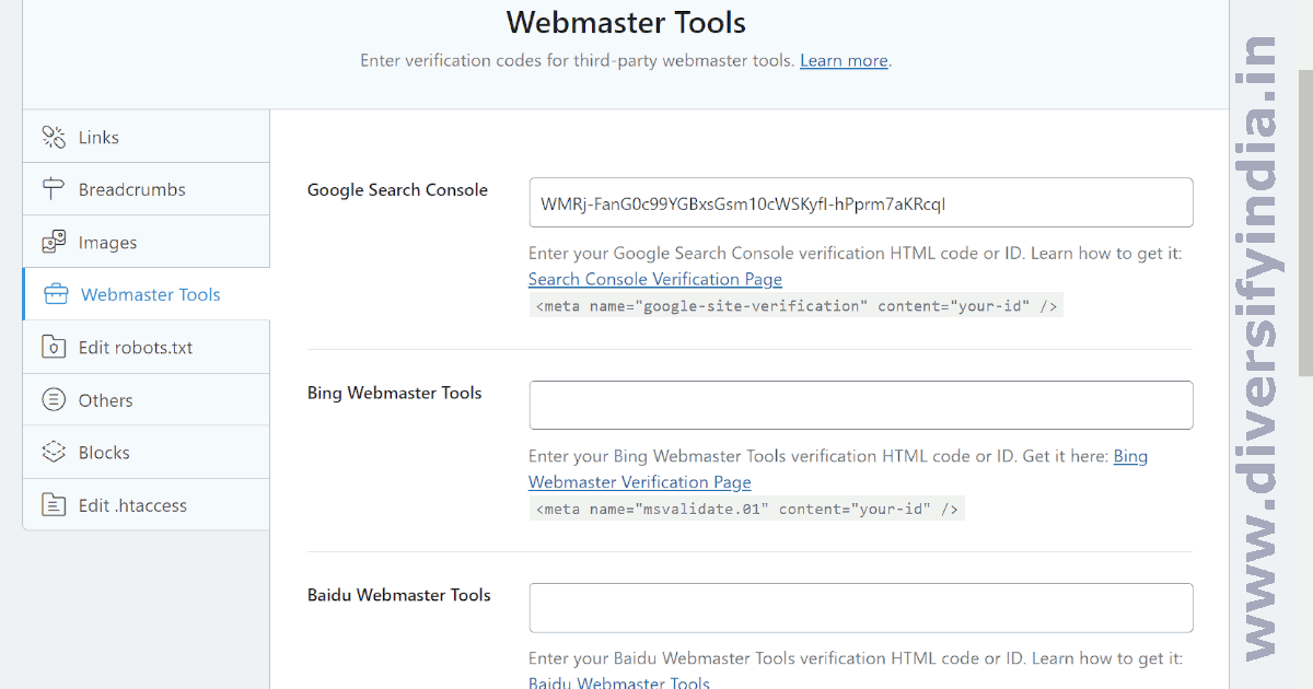 How to add Search Engine Verification Meta Tags using Rank Math