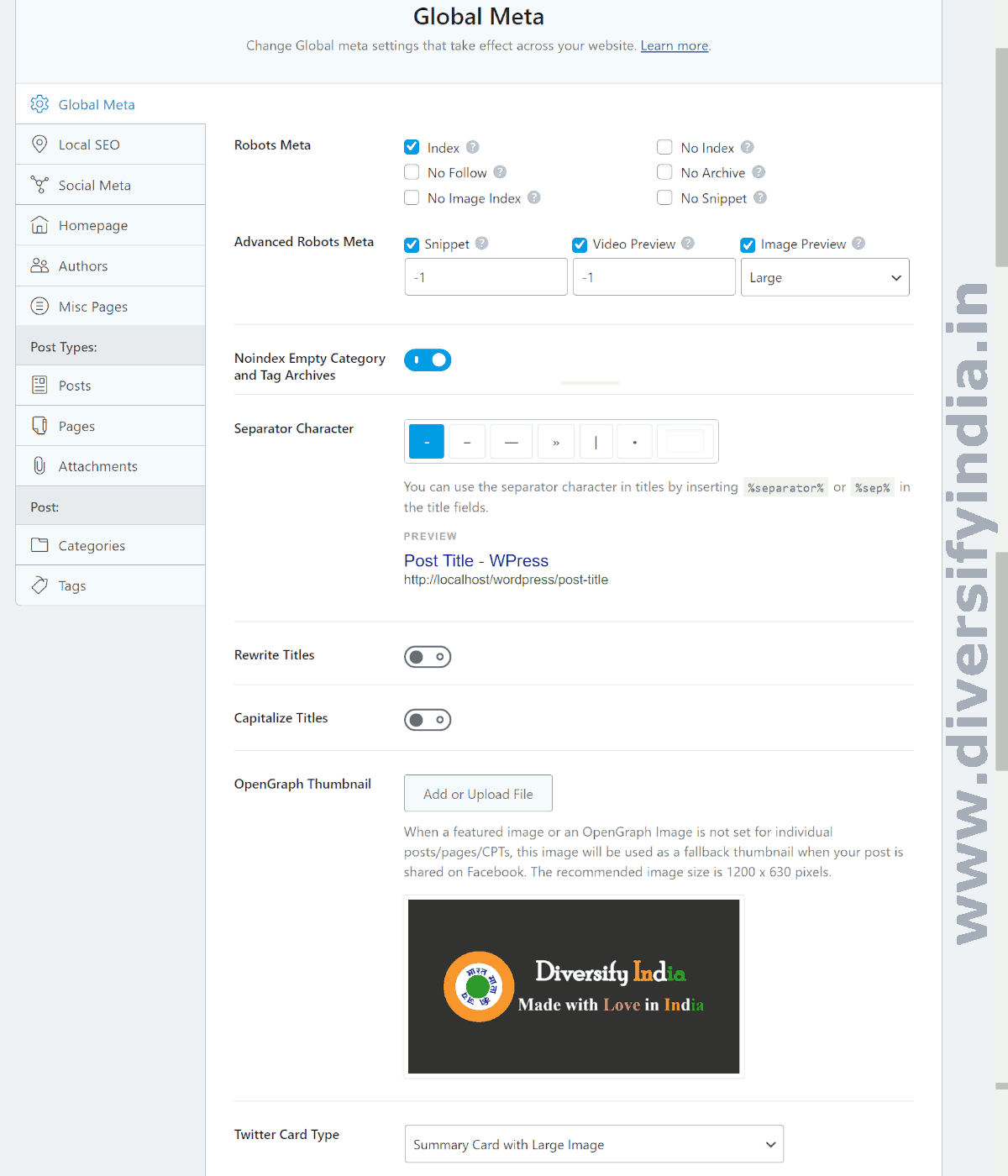 How to Setup Global Meta in Rank Math Titles and Meta Menu Option