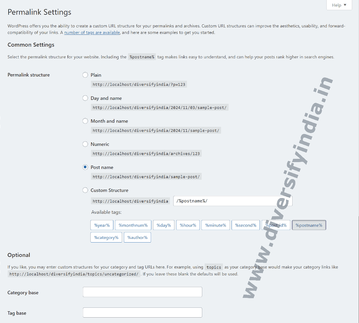 WordPress Permalink Settings